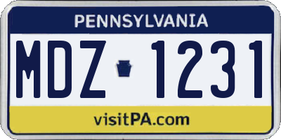 PA license plate MDZ1231