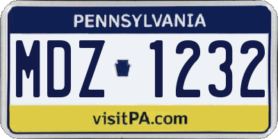 PA license plate MDZ1232