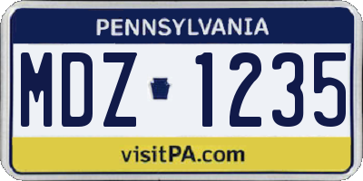 PA license plate MDZ1235