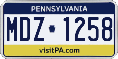 PA license plate MDZ1258