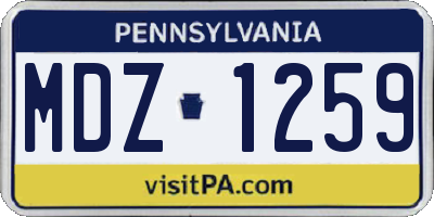 PA license plate MDZ1259
