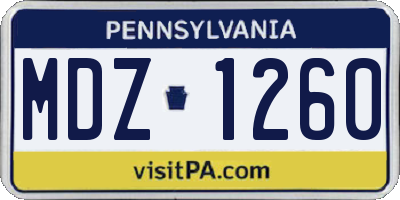 PA license plate MDZ1260