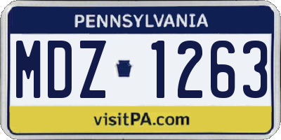 PA license plate MDZ1263
