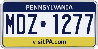 PA license plate MDZ1277