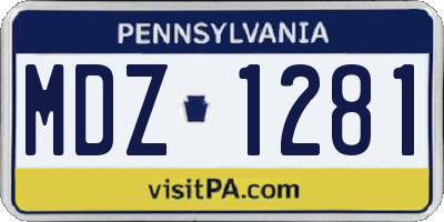 PA license plate MDZ1281