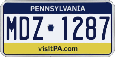 PA license plate MDZ1287