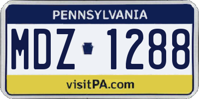 PA license plate MDZ1288