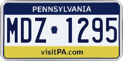 PA license plate MDZ1295
