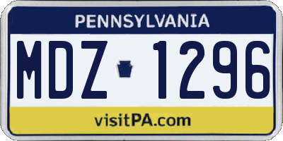 PA license plate MDZ1296