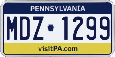 PA license plate MDZ1299