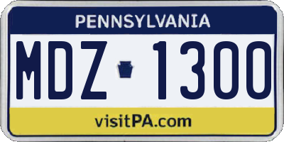 PA license plate MDZ1300
