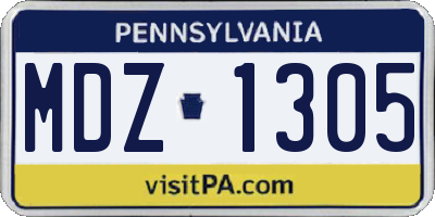 PA license plate MDZ1305