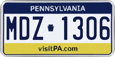 PA license plate MDZ1306