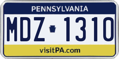 PA license plate MDZ1310