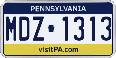 PA license plate MDZ1313