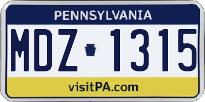 PA license plate MDZ1315