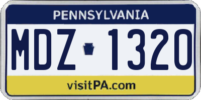 PA license plate MDZ1320