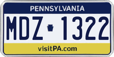 PA license plate MDZ1322
