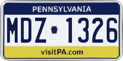 PA license plate MDZ1326