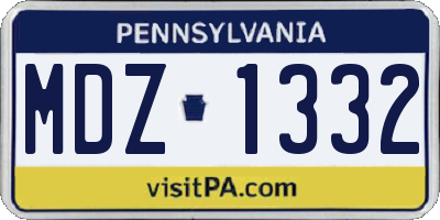 PA license plate MDZ1332