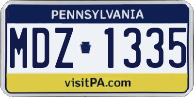 PA license plate MDZ1335