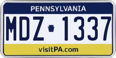 PA license plate MDZ1337