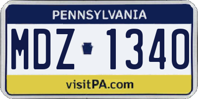 PA license plate MDZ1340