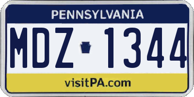 PA license plate MDZ1344