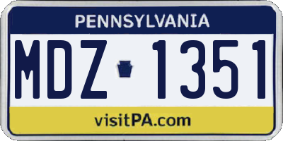 PA license plate MDZ1351
