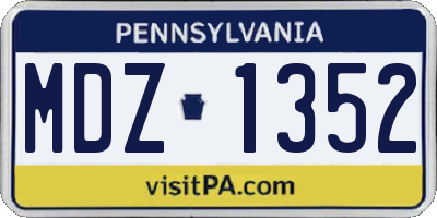 PA license plate MDZ1352