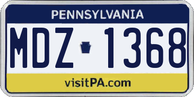 PA license plate MDZ1368