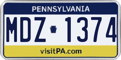 PA license plate MDZ1374