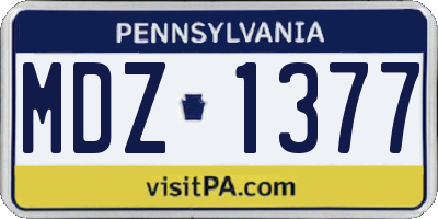 PA license plate MDZ1377