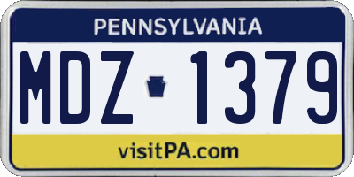 PA license plate MDZ1379
