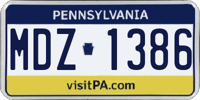 PA license plate MDZ1386