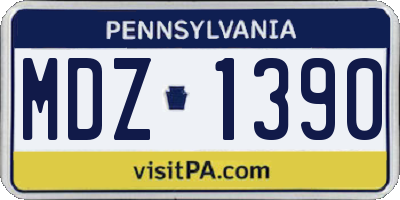 PA license plate MDZ1390