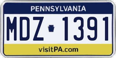 PA license plate MDZ1391