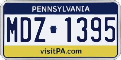 PA license plate MDZ1395