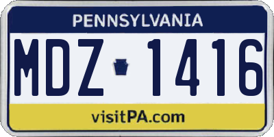 PA license plate MDZ1416
