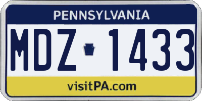 PA license plate MDZ1433