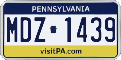 PA license plate MDZ1439