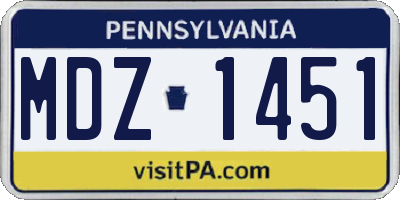 PA license plate MDZ1451