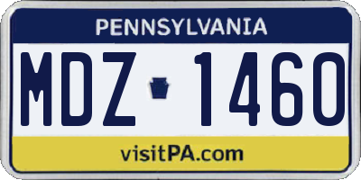 PA license plate MDZ1460