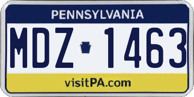 PA license plate MDZ1463