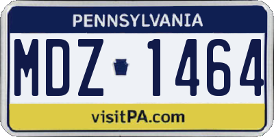 PA license plate MDZ1464