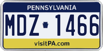 PA license plate MDZ1466