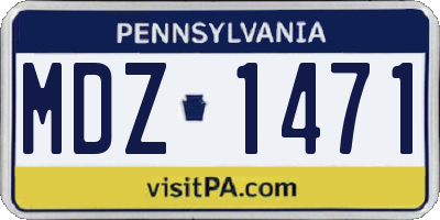 PA license plate MDZ1471