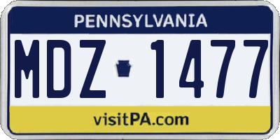 PA license plate MDZ1477