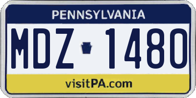 PA license plate MDZ1480