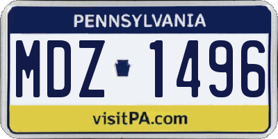 PA license plate MDZ1496